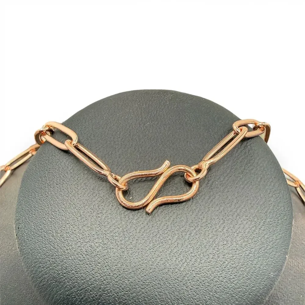 18 inch Copper Paper Clip Chain with Double Hook Clasp Handmade Artisan - Picture 4 of 7